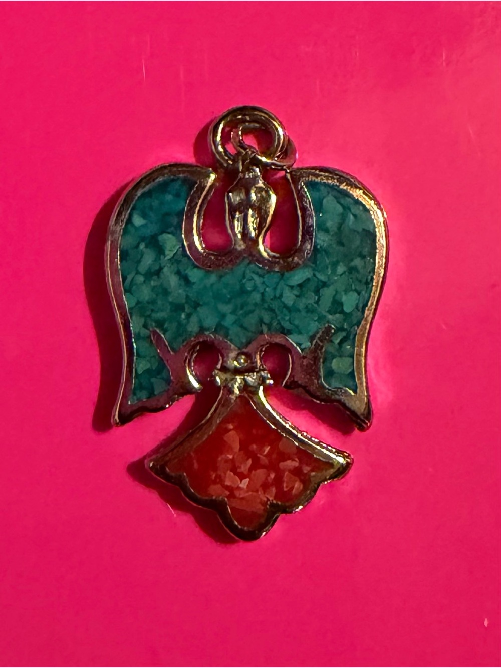 Pendant Vintage Jewelry Men’s Turquoise-blue red Silver Tone Metal Mid-century
